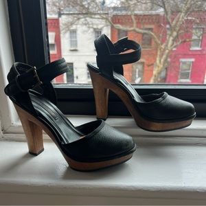Zara wooden ankle strap platform clog